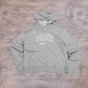 Nike Logo Stack Swoosh Heather Grey Cropped & Boxy Hoodie